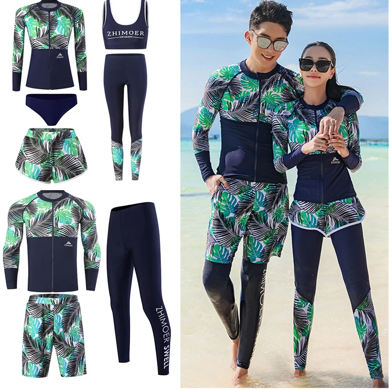 

3 шт., женские купальники с длинным рукавом и принтом
