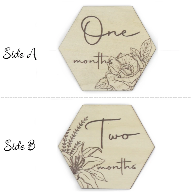 

Детские ежемесячные открытки, деревянные двусторонние Цветочные карты, милые цветочные реквизиты для фотографирования новорожденных, под...