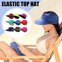women anti ultraviolet elastic hollow top hat women beach hat anti summer hat visor outdoor uv hat quick drying q9j0