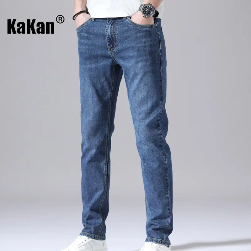 Kakan - European and American New Straight Tube High-end Trendy Jeans for Men, Korean Stretch Casual Long Jeans K42-1213