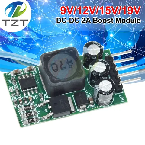 Ультрамалый размер DC-DC Boost Module DC 2,7–15 В до 9 В, 12 В, 15 В, 19 В, 2 А, повышающий модуль питания для солнечного зарядного устройства DIY, литиевая батарея