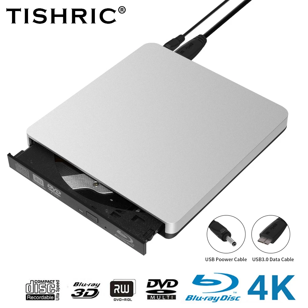 Внешний Привод Blu-Ray 4K, USB 3,0, с кабелем, DVD, CD, RW, записывающее устройство, DVD-плеер, 3D Blu-Ray привод для Windows/IOS