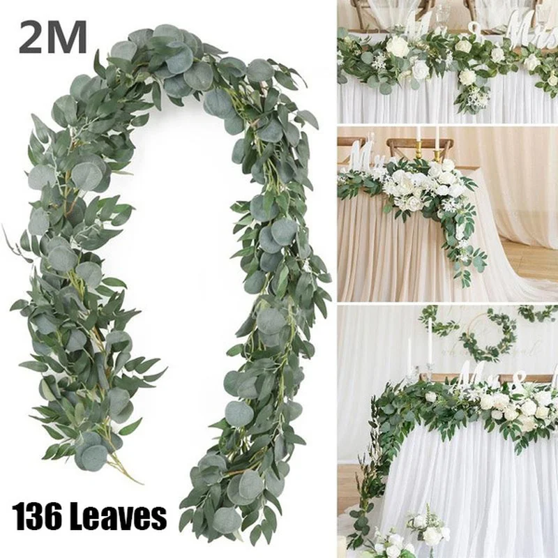 

Artificial Eucalyptus Rattan Simulation Eucalyptus Branch Diy Wedding Holiday Greenery Decor Green Plant Lvy Vine With Fruit
