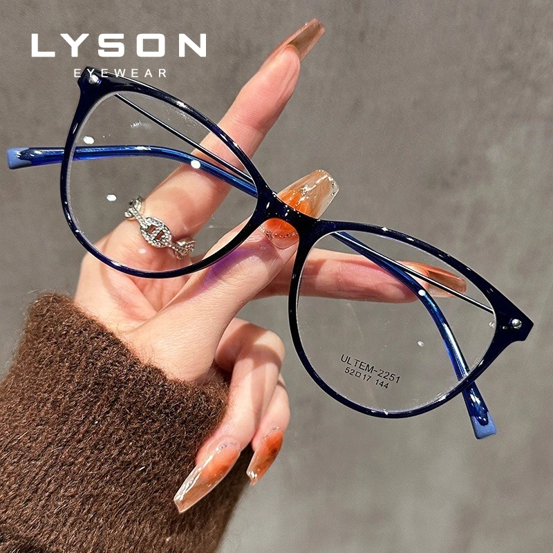 Фото Очки для чтения LYSON женские, «кошачий глаз», универсальные, TR90, с защитой от синего света, для коррекции близорукости, антибликовые, оптическая оправа №5