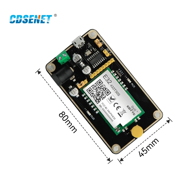 LoRa 433MHz 30dBm IOT Transmitter Receiver Test Board CDSENET E32-433TBH-01 with E32-433T30S Module Antenna USB Cable