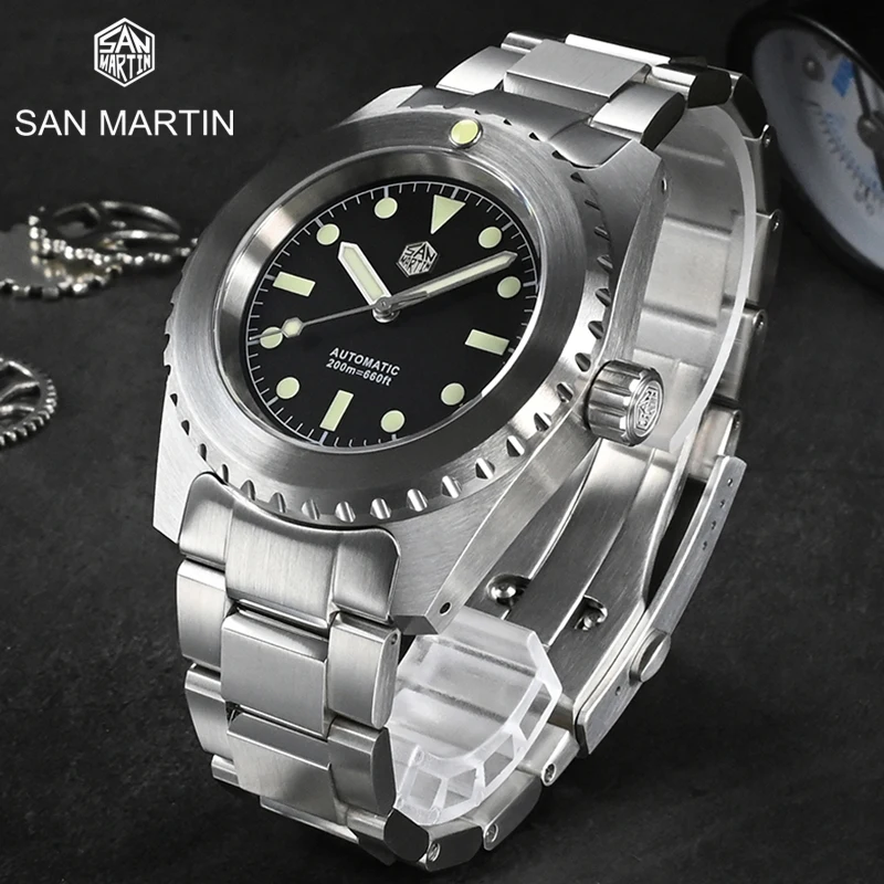 

San Martin New Men Watch 41mm Retro Diver Watch Classic Vintage Miyota Self-winding Mechanical Watches 20Bar Waterproof Luminous