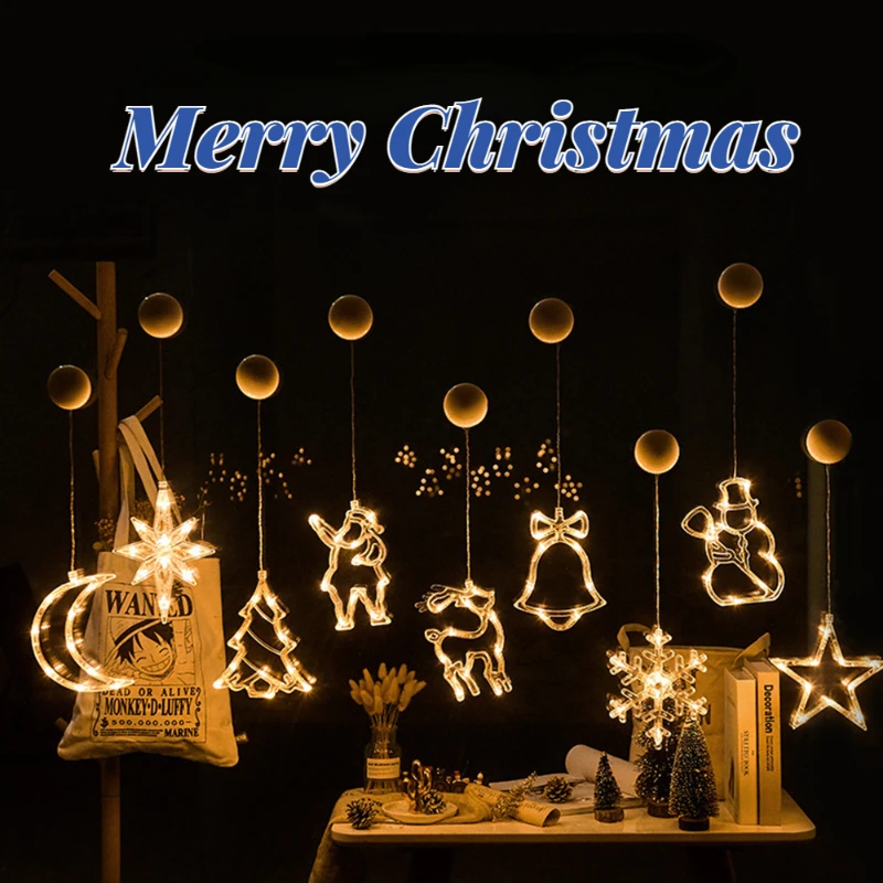 

Рождественское украшение 2022, светодиодсветильник лампа на присоске в виде Санта-Клауса, лося, лампа для рождества, новый год 2023, домашний декор