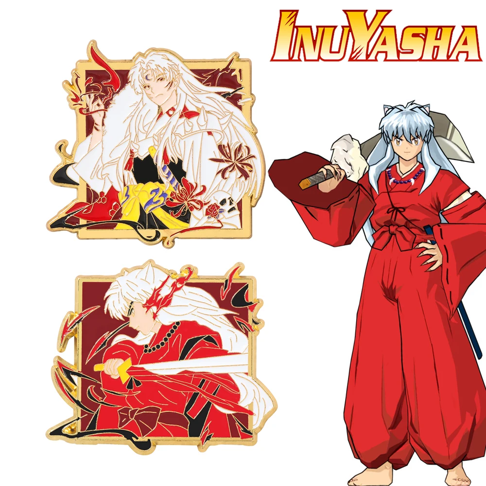 Эмалированная Брошь В Стиле Аниме Inuyasha Унисекс Металлический Значок Модный