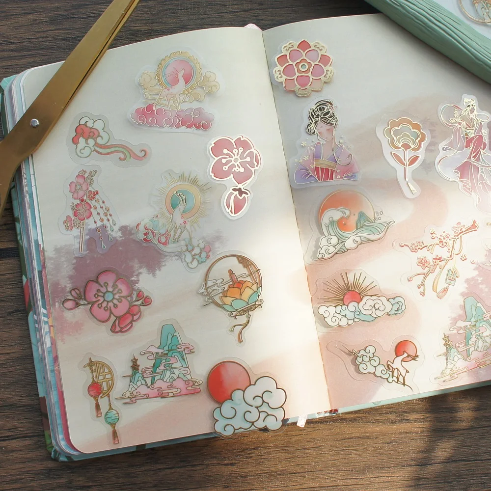 

38pcs Gold Pink Deer Fairy Chinese Fairy Story Style PVC Sticker Scrapbooking DIY Gift Packing Label Decoration Tag