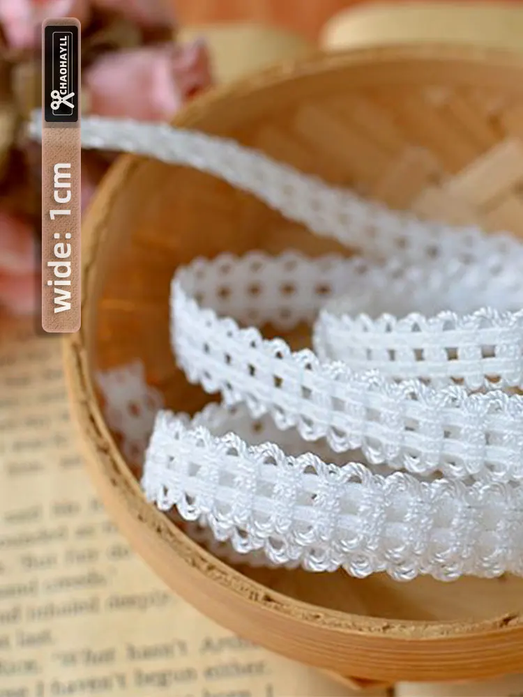 5 Yard 10MM Wide White Black Mesh Elastic Handmade DIY Guipure Embroidery Lace Trim for Necklace Garment  Bra Accessories Ribbon