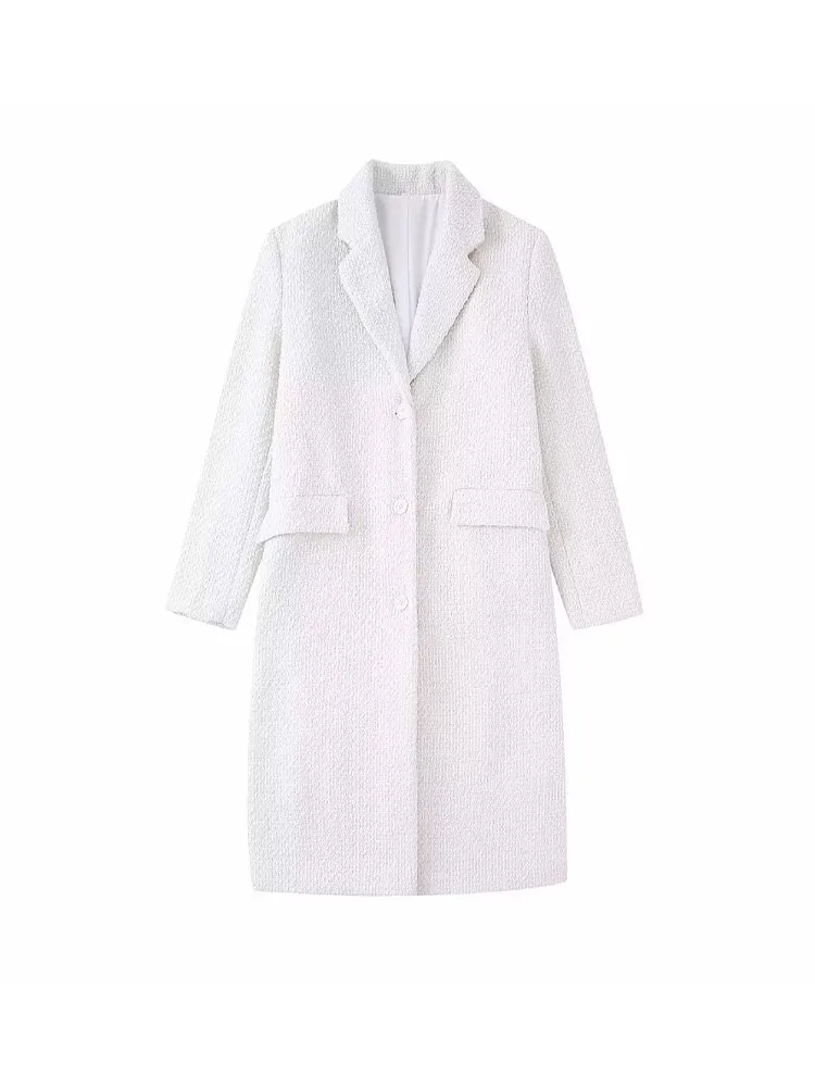 

PB&ZA 8471449 Women 2022 Autumn New Fashion Wool Blend Straight Coat Vintage Female Outerwear Chic Overshirt 8471/449