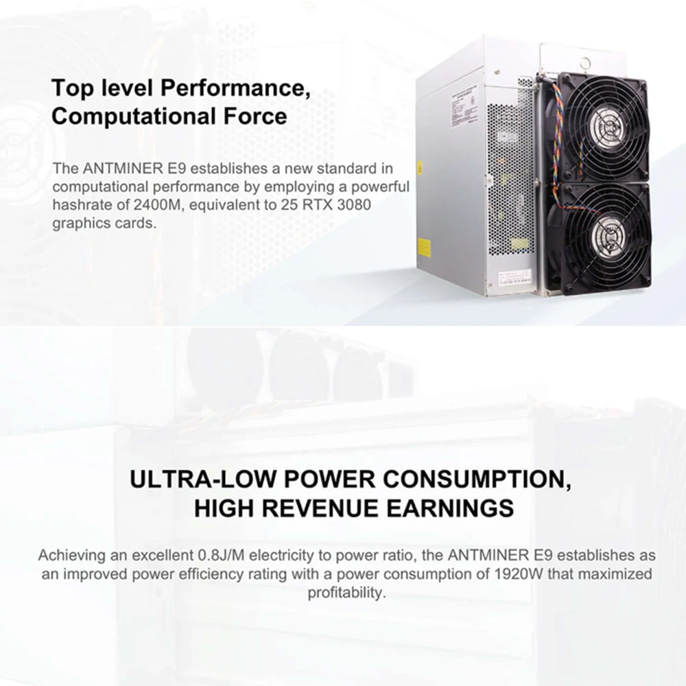Новинка 2022 предварительная продажа Bitmain Antminer E9 2 4 GH/s 1920W ETH и т. д. самый быстрый в