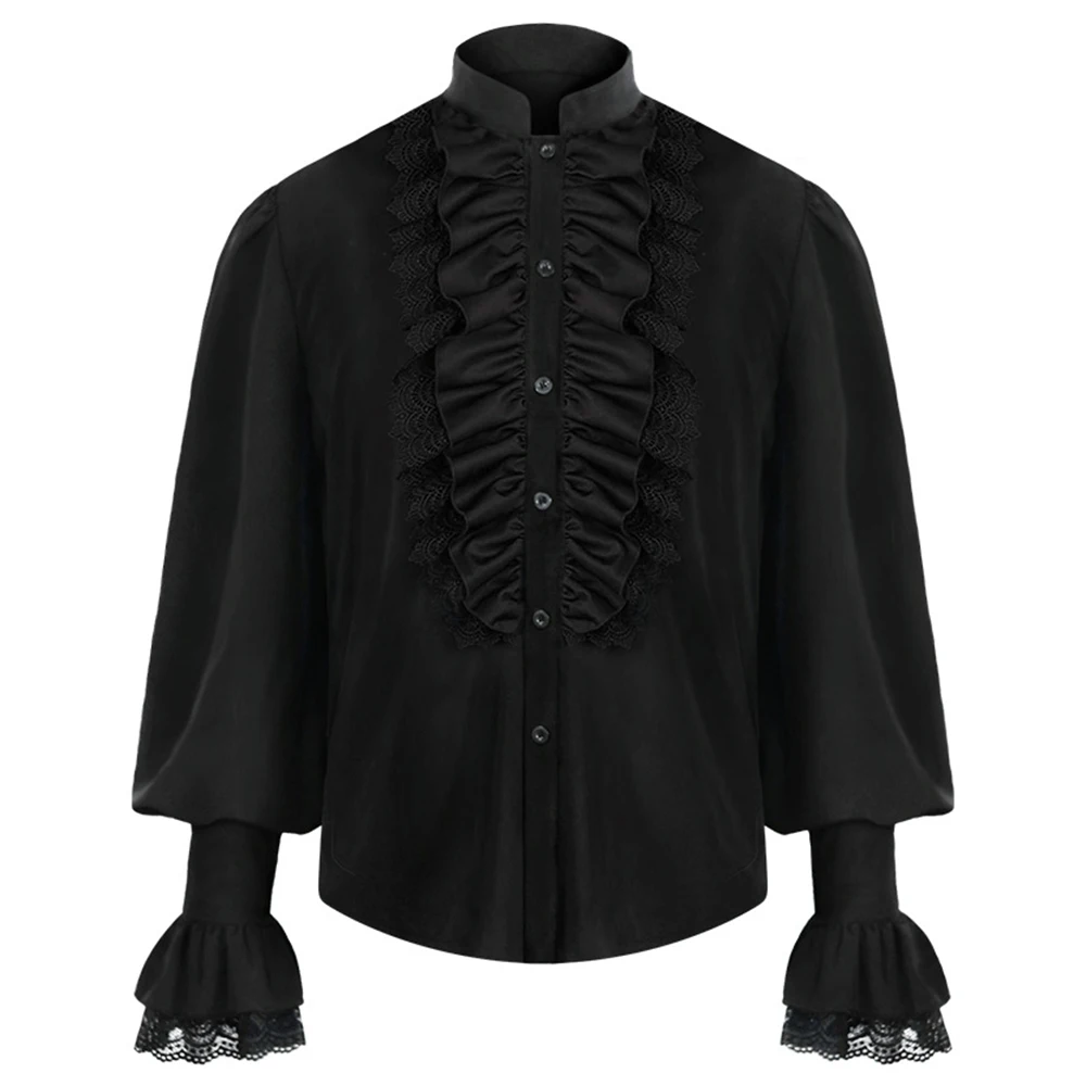 

Men's Medieval Pirate Shirt Victorian Steampunk Gothic Shirts Ruffled Tops New Halloween Festival Cosplay Costume Chemise Homme