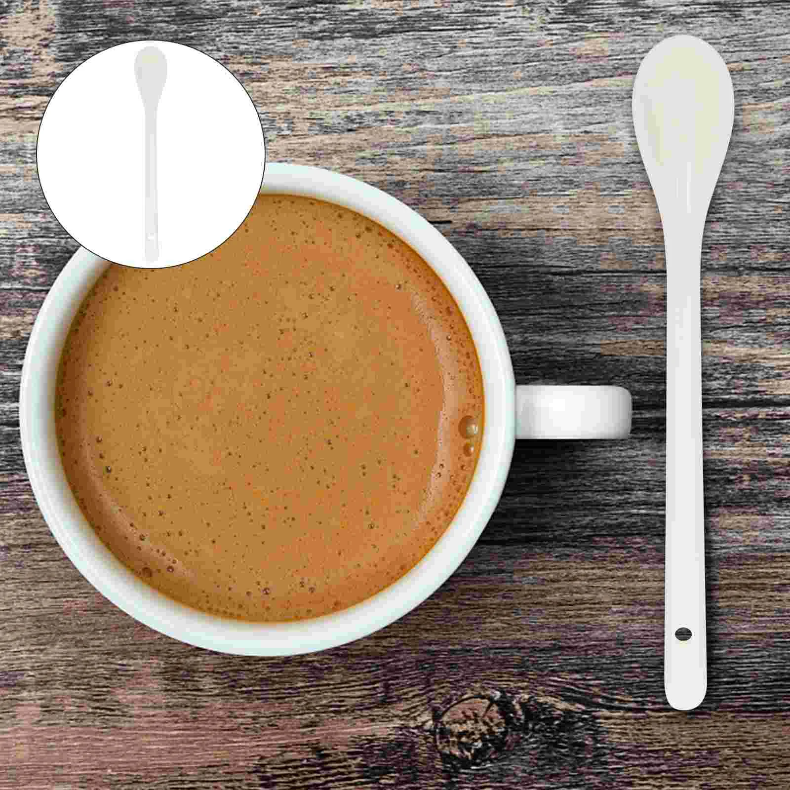 

12 Spoons Ceramic Coffee Spoons Handle Spoons for Hotel Home Shop Restaurant