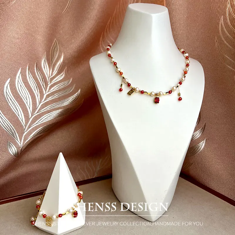 Женское ожерелье с подвеской из натурального пресноводного жемчуга 5-6 мм