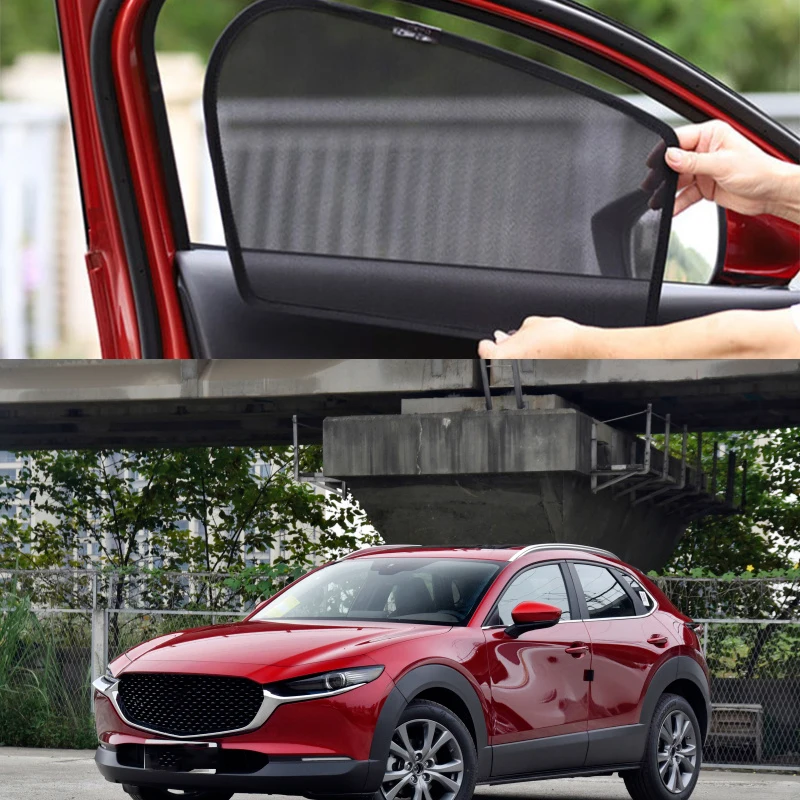 Mesh Car Curtains UV Protection Car Sun Shade Magnetic Side Window Sunshade For Mazda CX-30 / CX30 2020 2021 2022 Accessories