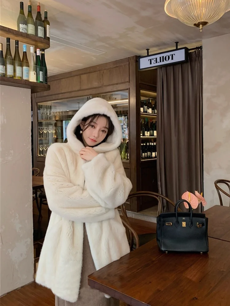 Новинка Осень-зима 2024 пальто Chaebol из искусственной норки бархат средней длины с