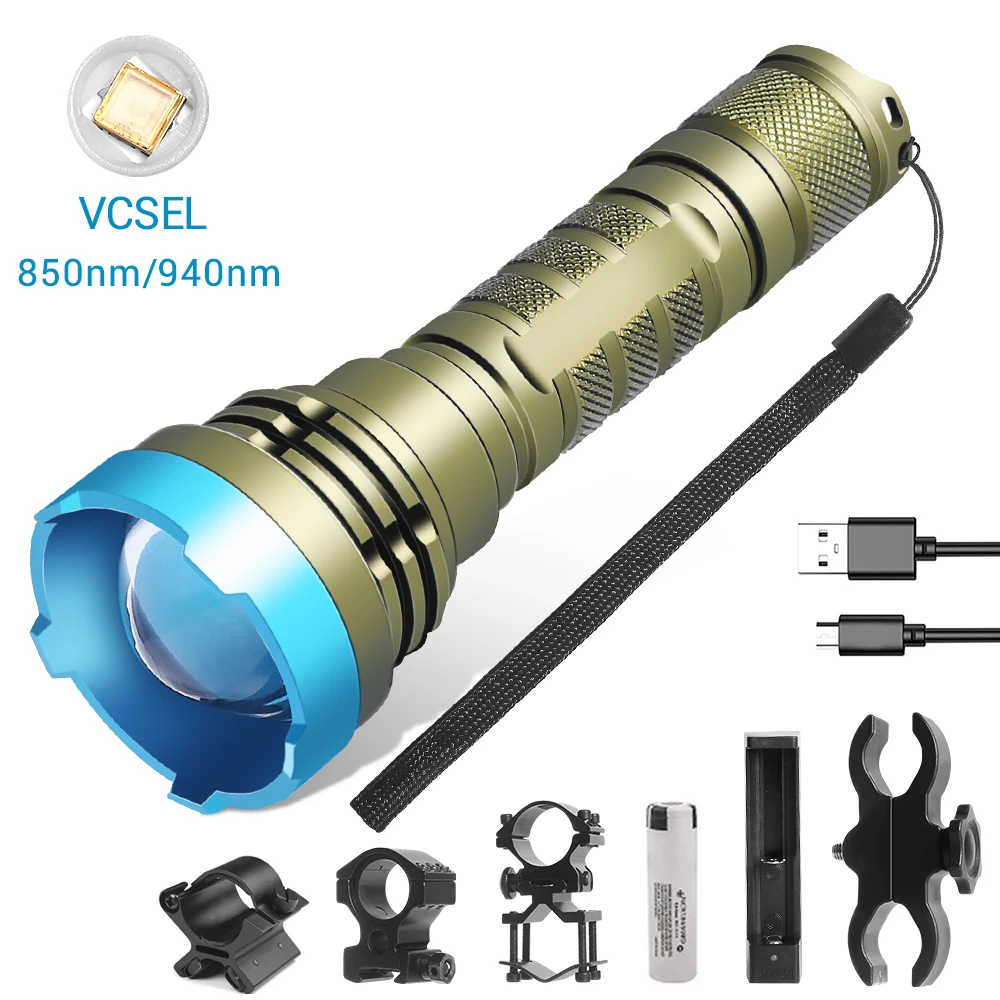 

850nm/940nm VCSEL Chip Infrared Flashlight Zoomable IR Illuminator Diode Emitter Hunting Light for Night Vision Scope