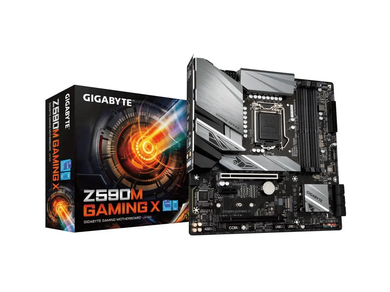 

Для Gigabyte Z590M GAMING X материнская плата LGA 1200 Intel Z590 десктопная материнская плата DDR4 128 ГБ двухканальная DDR4 5333 (OC) МГц ATX