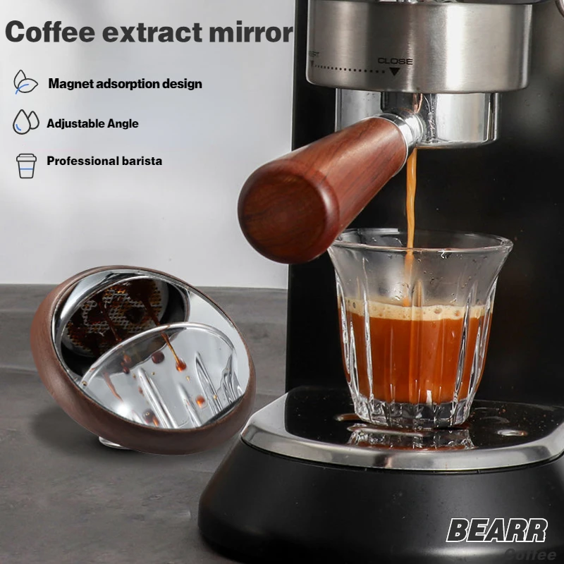 

BEARR Espresso Machine Extraction Mirror Walnut Beech Multi-directional Rotating Visual Observation Mirror Bottomless Handle