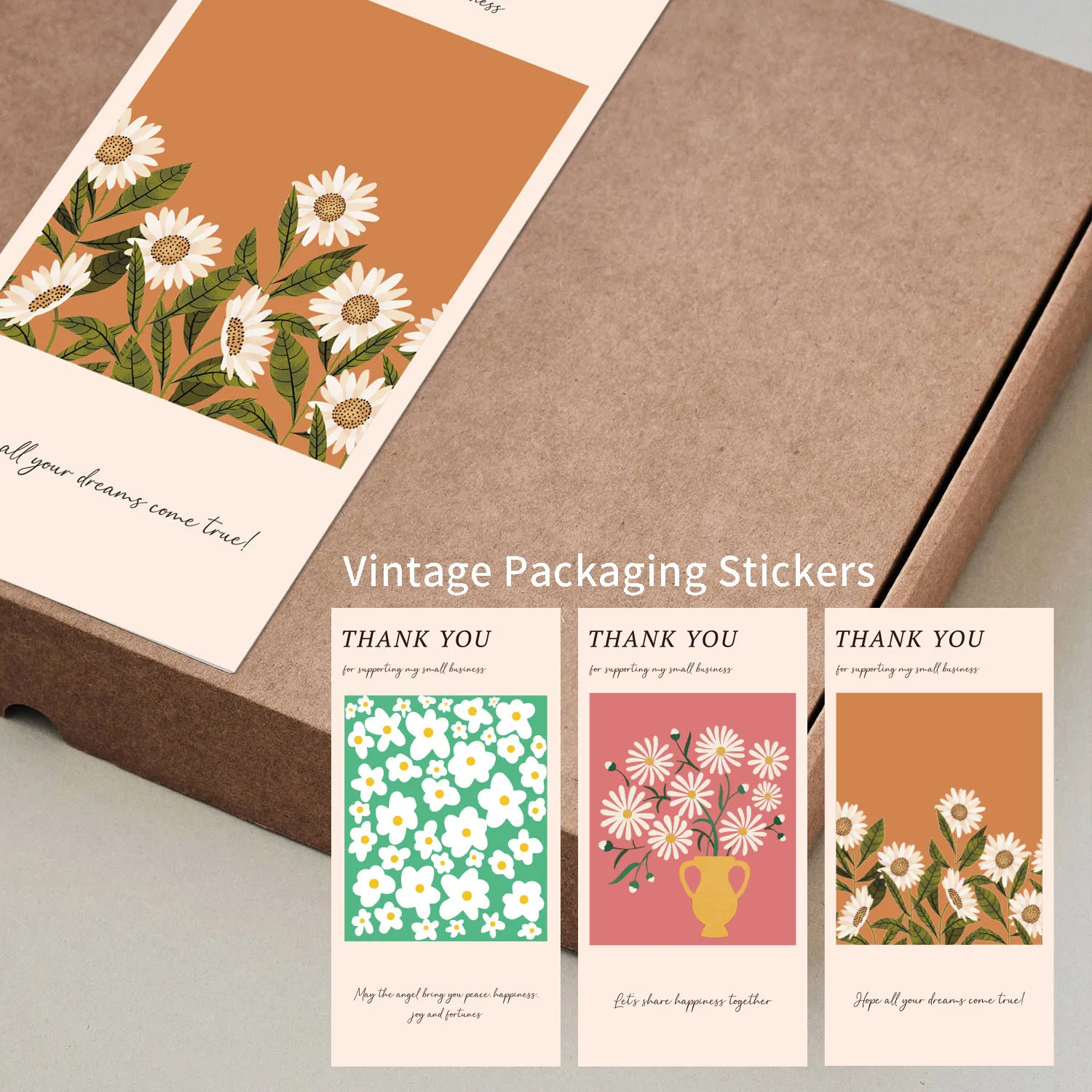 50pcs Thank You For Supporting My Small Bussiness Greeting Cards Gift Box Sealed Sticker Self-adhesive Label Tags Supplies - купить по