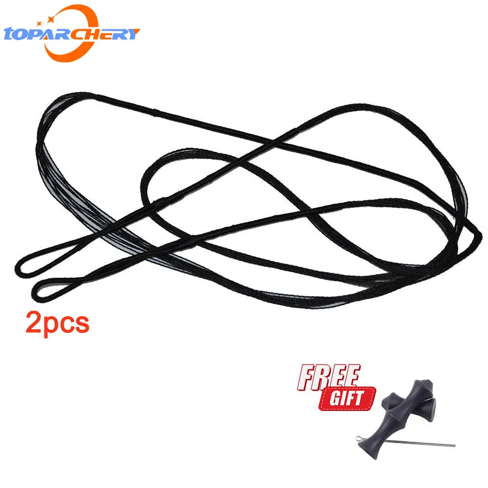 2pcs Replacement Black Bow String Traditional Recurve Bow Longbow Hunting Shooting Accessories Length 43.7''-68'' (111cm-173cm)