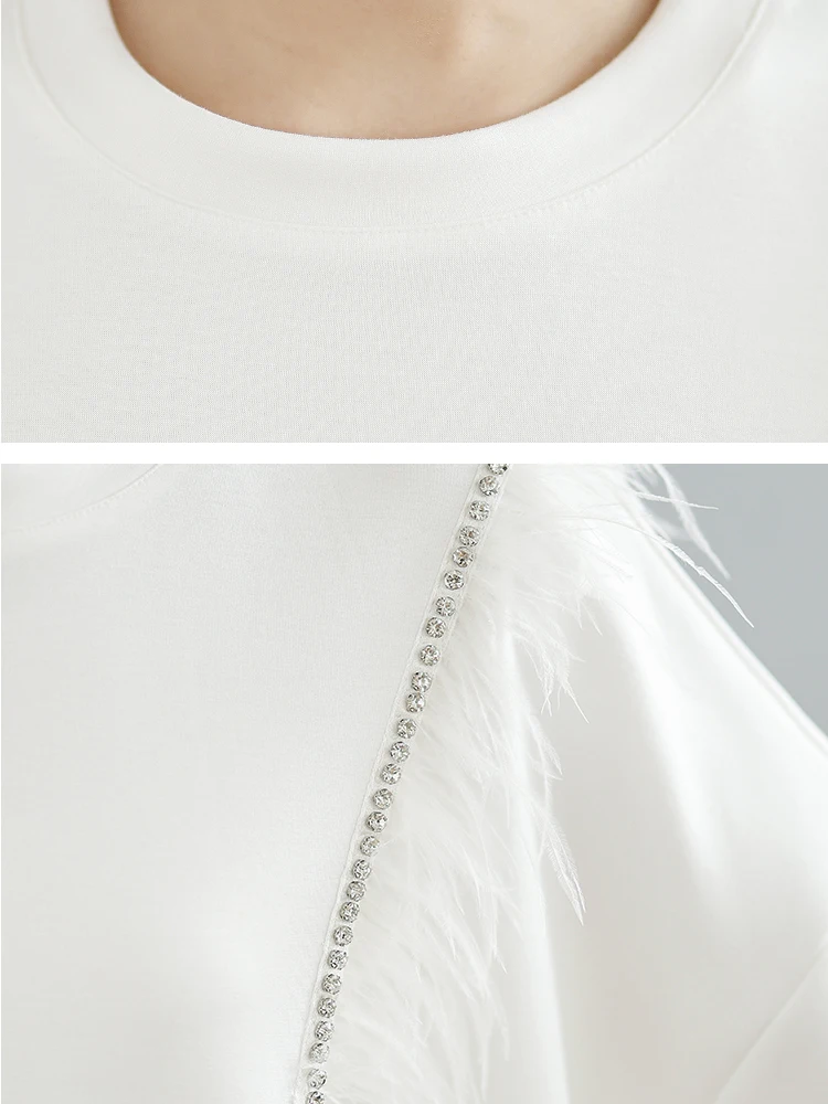 Черные толстовки с перьями и бусинами женские корейские модные Свободные