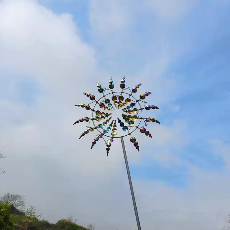 Уличная Волшебная металлическая ветряная мельница мощная вращающаяся