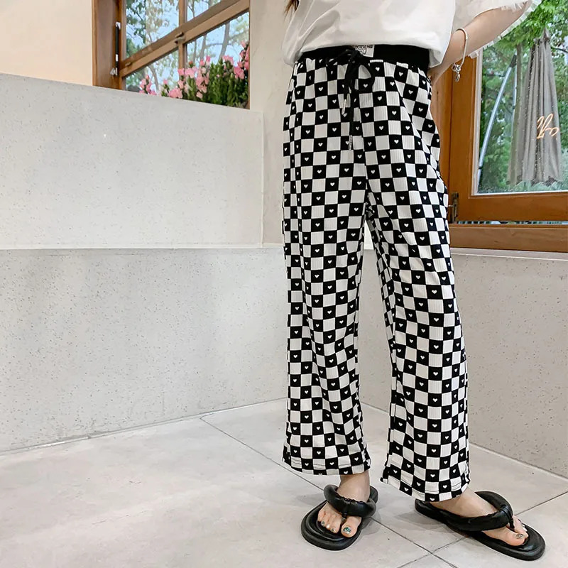 

Girls Summer Long Pants Fashion Plaid 8 10 12 years Trousers Outfits