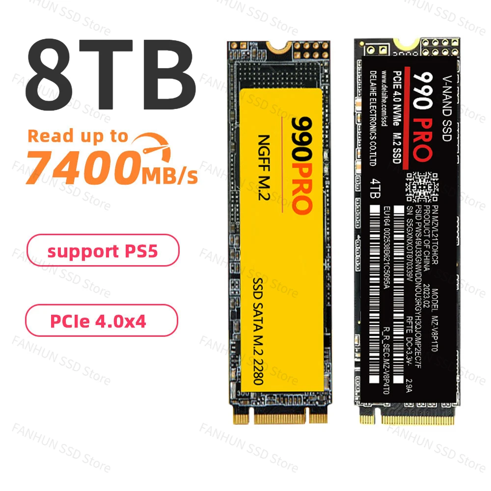 

990PRO M2 SSD 2TB 4TB 10800MB/s M.2 NVMe PCIe 4.0 x4 SSD Disk SLC Cache Internal Solid State Drive For PS5 Laptop Desktop