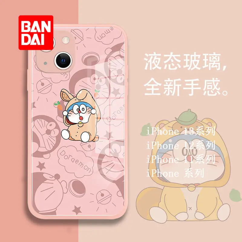 

Bandai Doraemon Cartoon Phone Case for iPhone 13 13Pro 12 12Pro 11 Pro X XS Max XR 7 8 Plus Kawaii Glass Back Covers Fundas