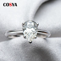 cosya 925 sterling silver 2 carat d vvs1 diamond with gra water drop moissanite rings for women sparkling wedding fine jewelry