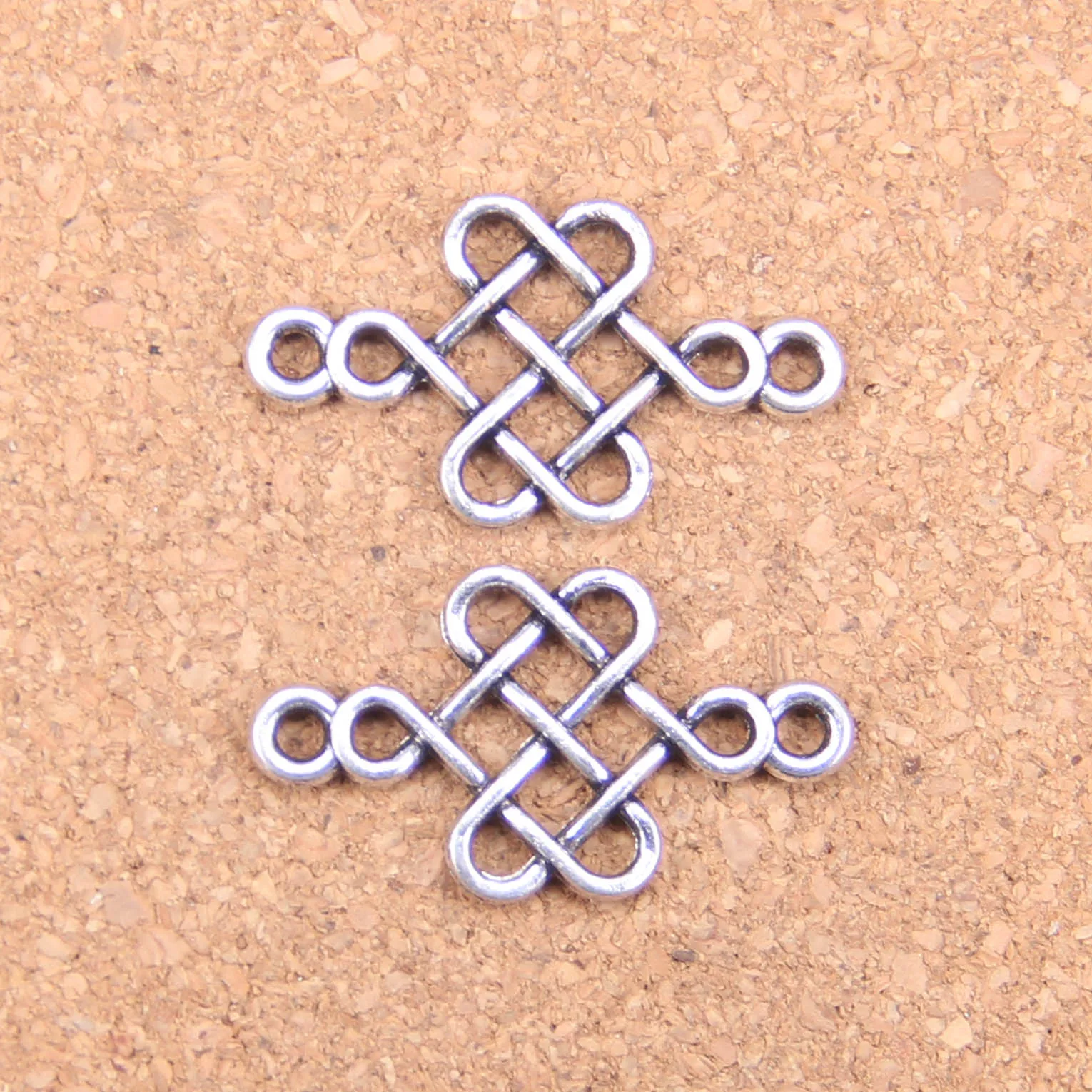 

96pcs Charms chinese knot connector 31x18mm Antique Pendants,Vintage Tibetan Silver Jewelry,DIY for bracelet necklace