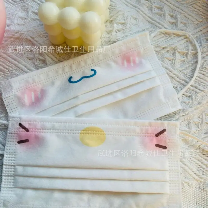 

10Pcs Kawaii Anime Cinnamoroll Sanrio Cute Print Mask Disposable Protective 3 Layers Facemask Cartoon Dust Mask Girl Gift No Box
