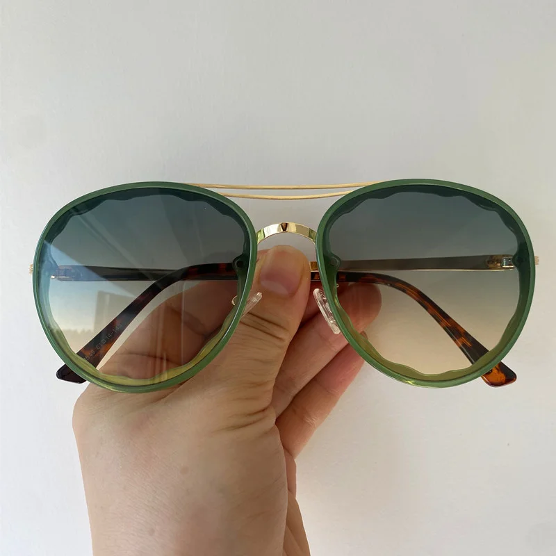 Модные солнцезащитные очки с двойным лучом взрослые защитой от УФ-лучей оправой