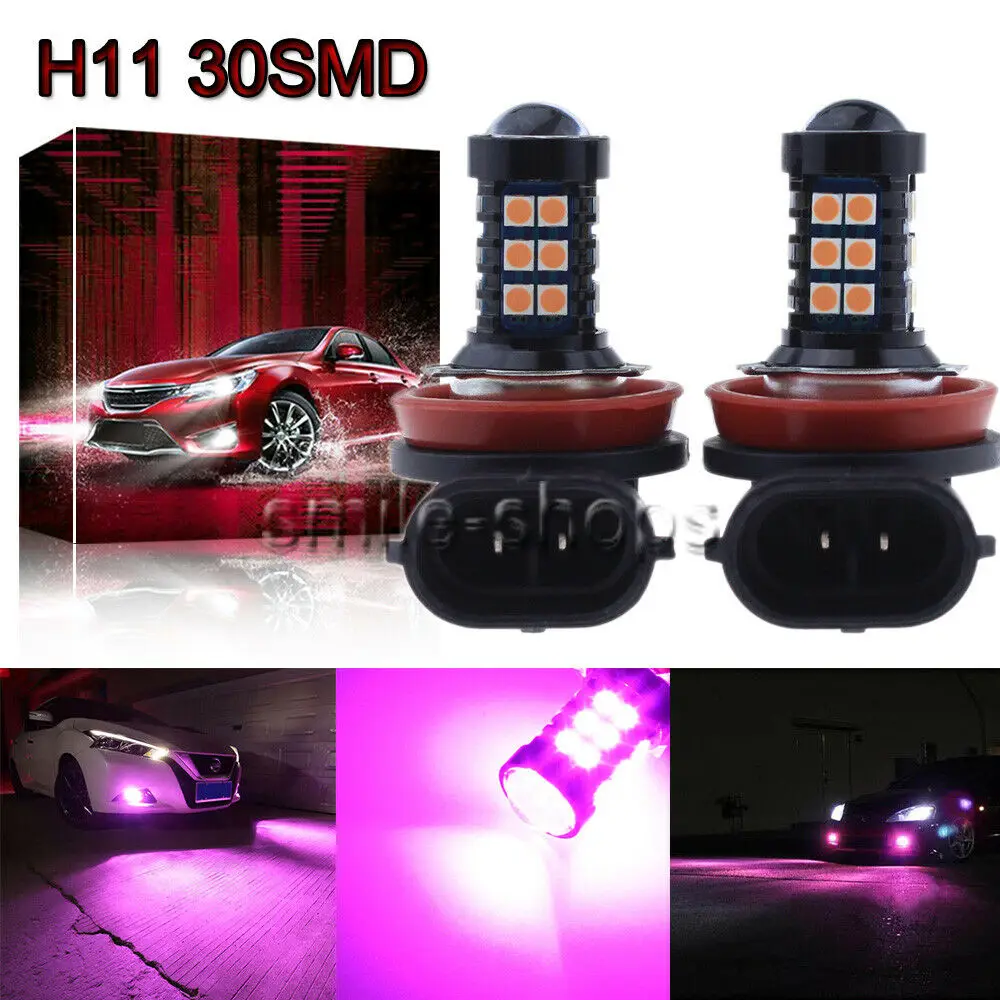

2Pcs H11 H8 H9 3030 30Smd Led Fog Lamp Conversion Kit Upgrade 14000K Purple Pink