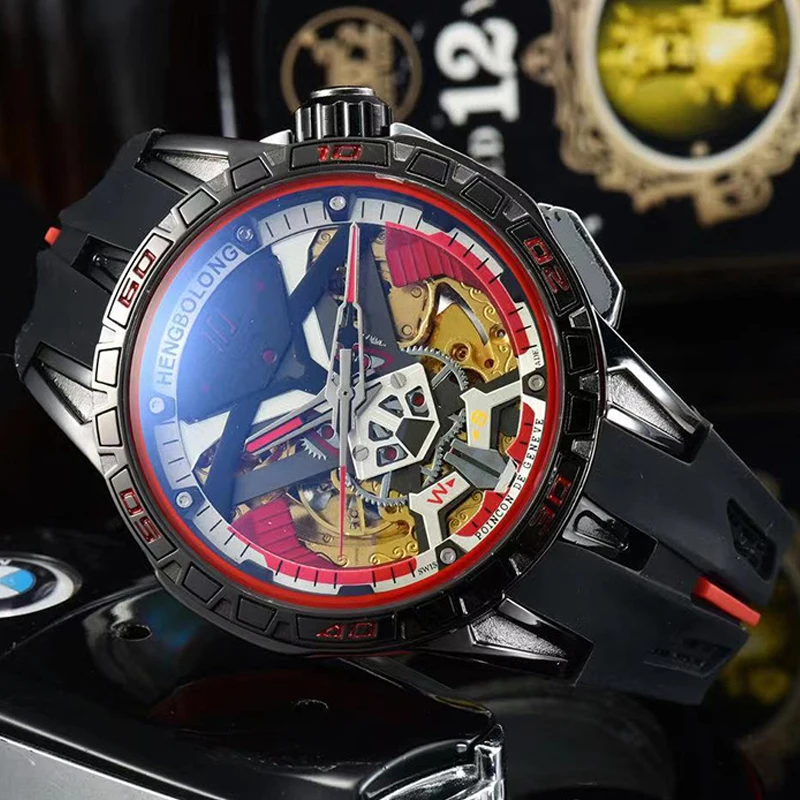 

Luxury Automatic Mechanical Watch for Men Wristwatch Unique Design Hollow Skeleton Clock Male Cool Carved Pattern Man Wristwatch