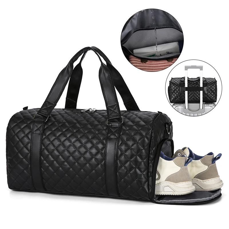 Dry And Wet Leather Gym Bag Waterproof Sports Fitness Handbag Women Shoulder Luggage Travel Bags With Shoes Storage XA827D