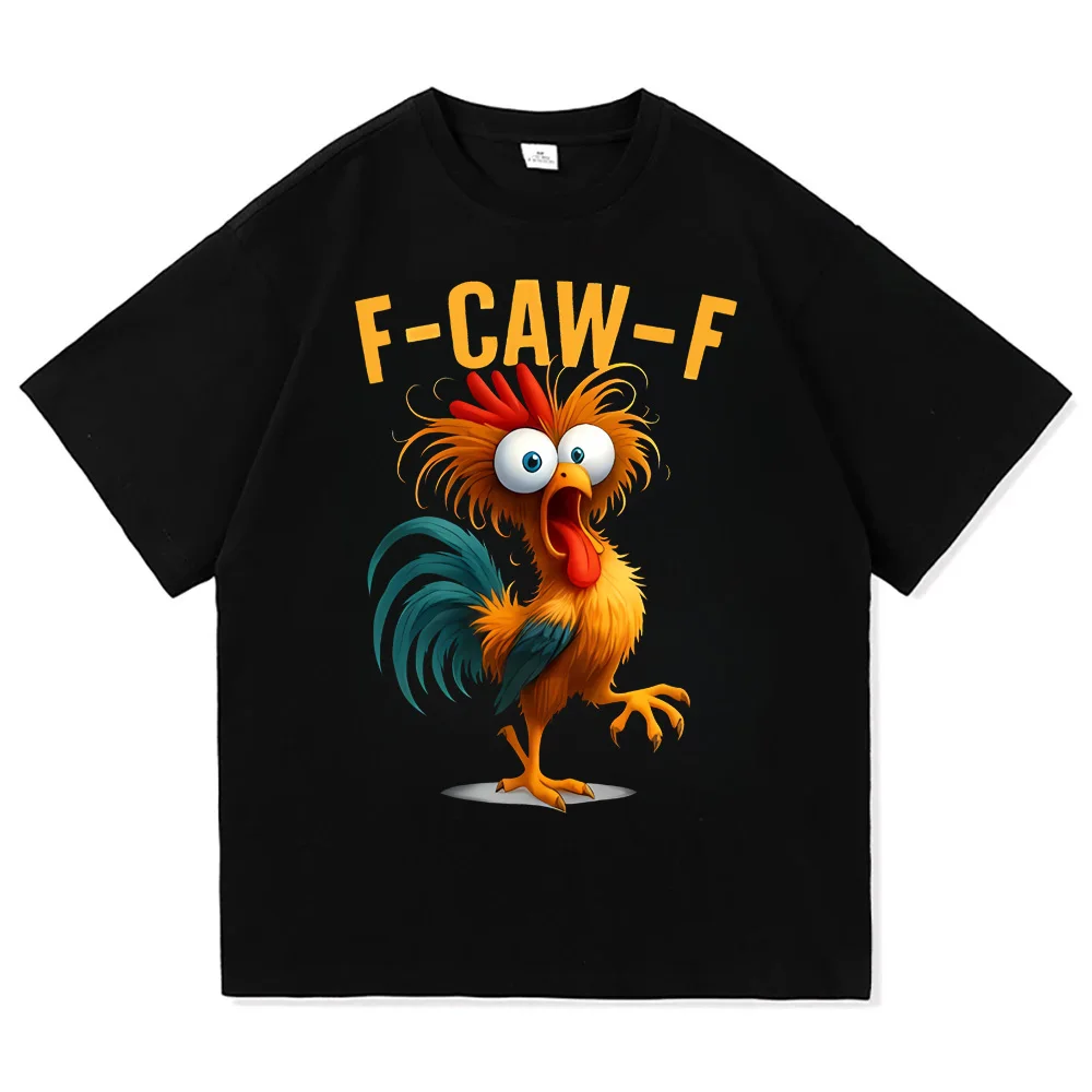 Фото Футболки с курицей F Caw F, мужские удивительные хлопковые футболки с круглым вырезом, футболки с короткими рукавами, одежда №2