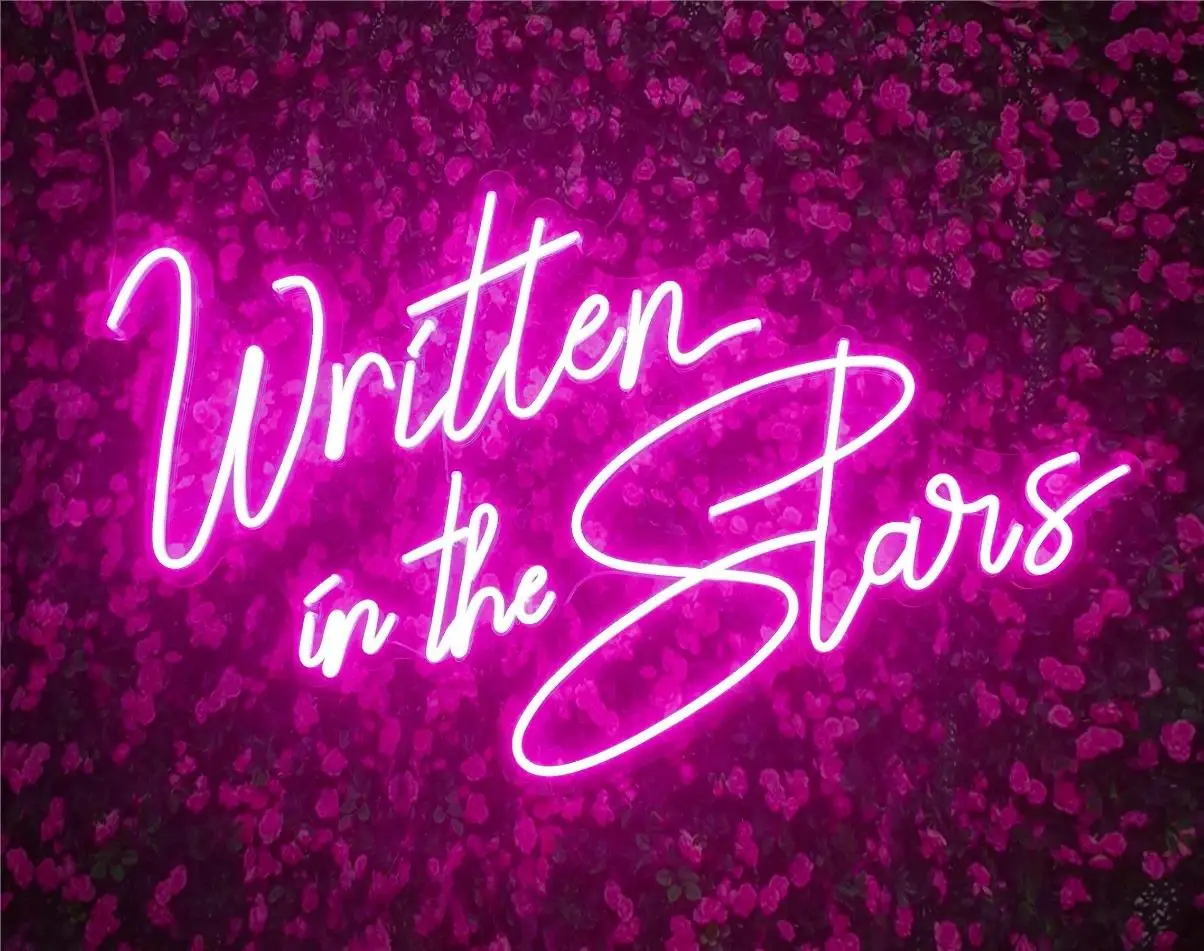 

Custom Neon Sign Written in the Stars Room Wall Night Light Personalised Beauty Salon Hair Nail Logo Wedding Decoration LED Lamp