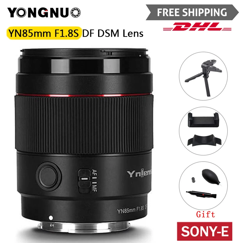 

Объектив Yongnuo yn85 мм F1.8S DF DSM, AF/MF объектив камеры с большой диафрагмой для Sony E mount s A9 A7RII A7II A6600 A6500