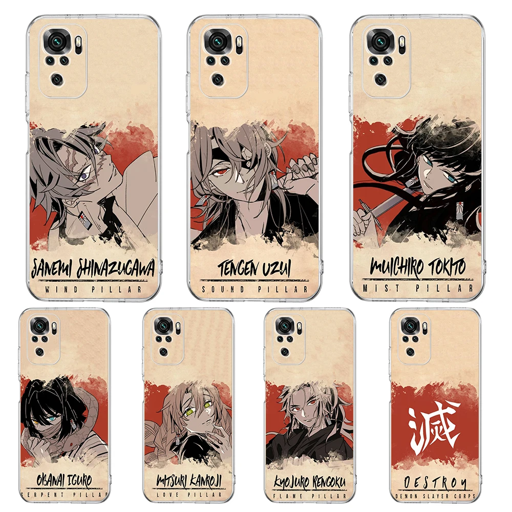 

Anime Demon Slayer Phone Case for Xiaomi Redmi K40 Gaming 8 8A 9 9T 9A 9C 10 Note 8 8T 9 9S 10 11 12 Pro Transparent Soft Shell