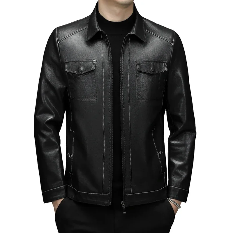 Куртка мужская из натуральной кожи свободная повседневная одежда для мужчин