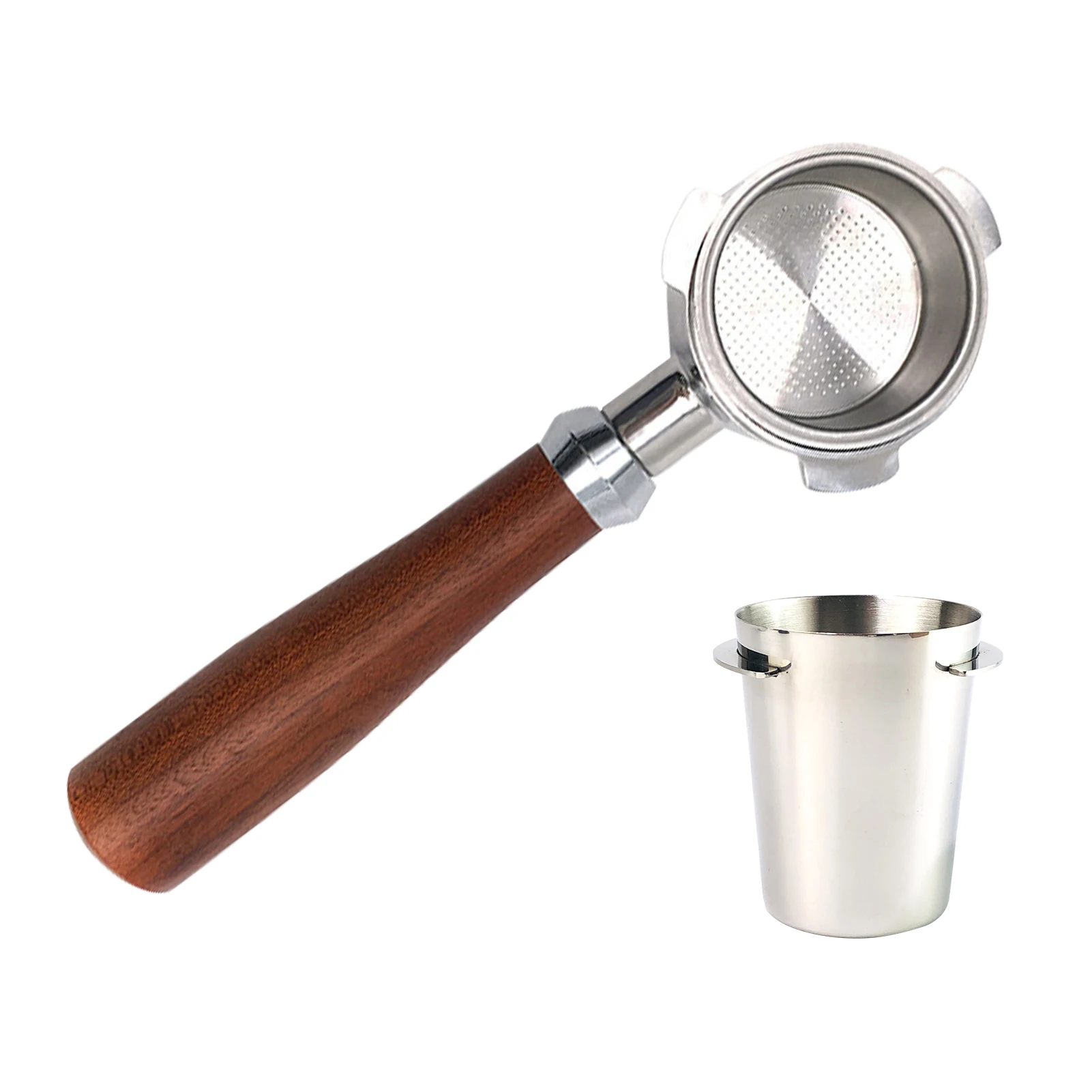 

51mm 54mm Powder Feeder Part Stainless Steel Wooden Handle Bottomless Portafilter Set With Dosing Cup Coffee Machine Replacement