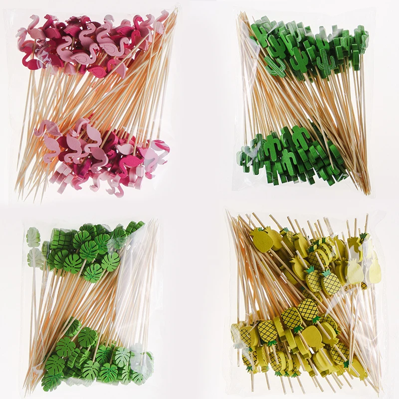 

100Pcs Disposable Bamboo Skewers Food Picks Buffet Cupcake Fruit Fork Party Cake Dessert Salad Vegetable Sticks Toothpick Skewer