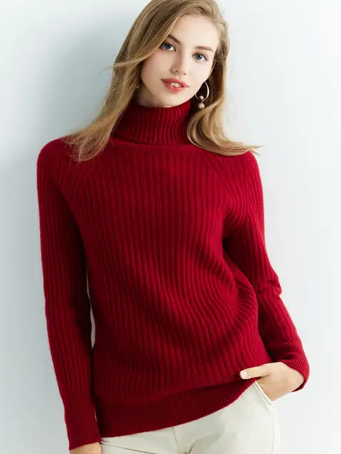 Naiste 100% Meriinovillast topeltkõrge kaelusega pullover S-XXL 1