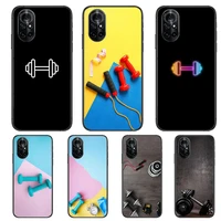 dumbbel fitness man clear phone case for huawei honor 20 10 9 8a 7 5t x pro lite 5g black etui coque hoesjes comic fash design