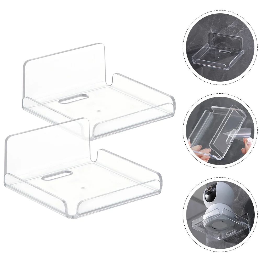 

2 Pcs Camera Bracket Router Acrylic Wall Storage Brackets Indoor Shelves Security Holder Display Stand Mount Baby Monitor