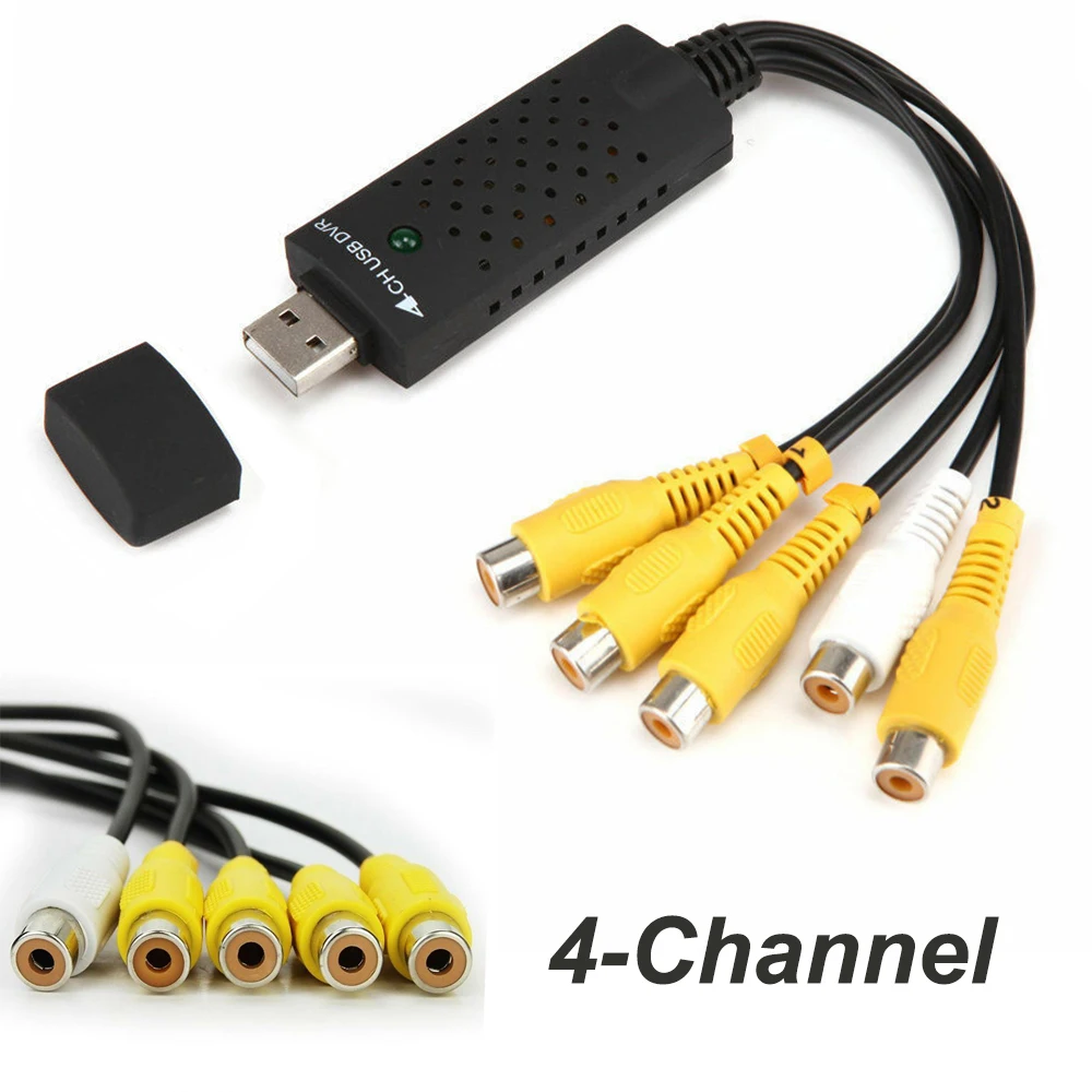 USB 2.0 Computer PC 4 Channel CVBS Audio Video Capture Card Video Grabber for DVR DVD VHS Player Security Camera Video Recorder