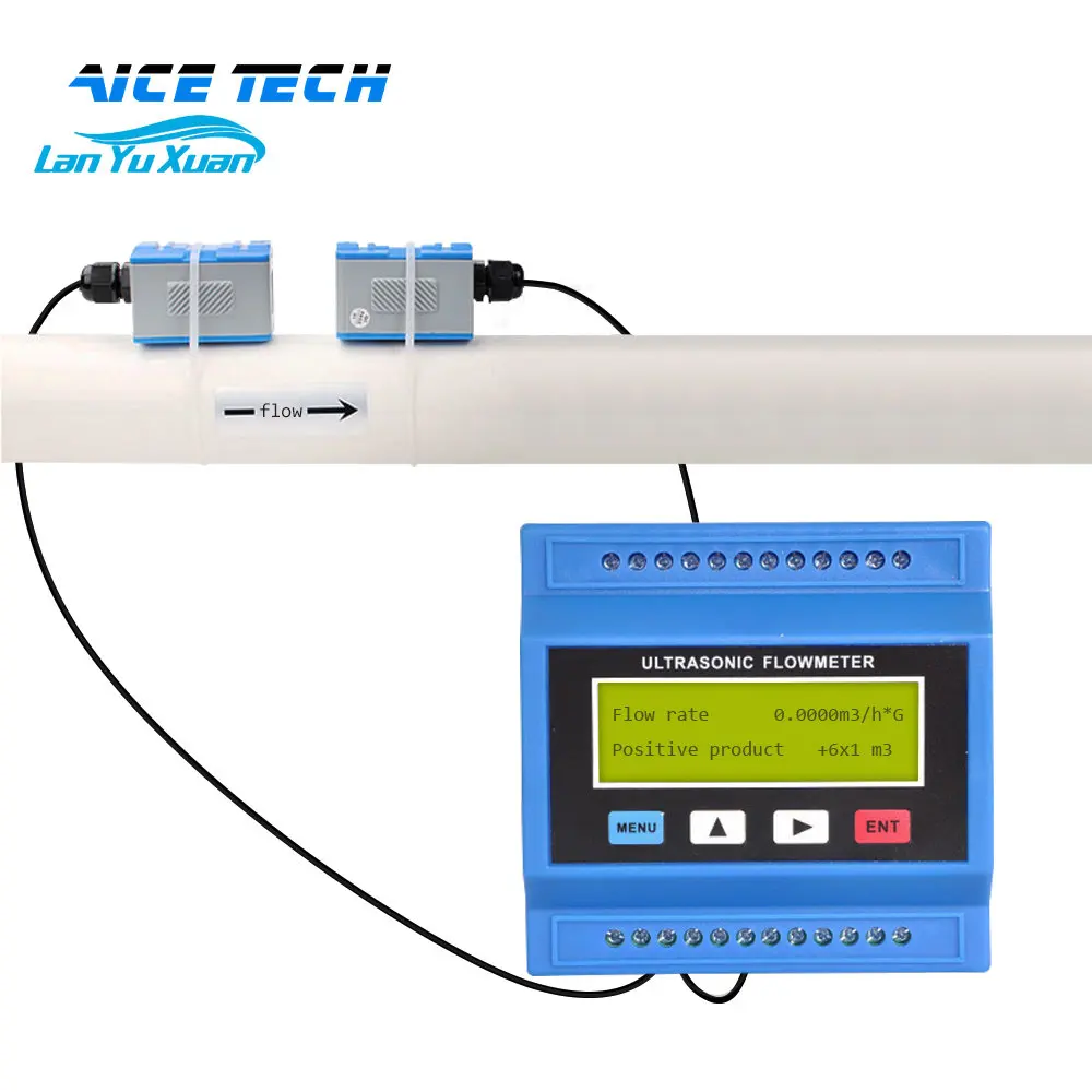 

Aice Tech Low Price Wall Mounted Ultrasonic Water Flowmeter TUF-2000M Clamp On Ultrasonic Flow Meter